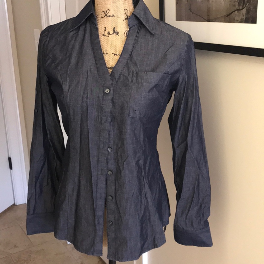 Express chambray long sleeve button up